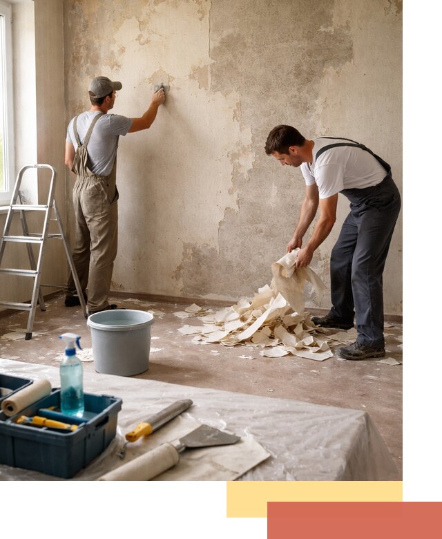 Снятие старых обоев в Шелехове быстро и качественно