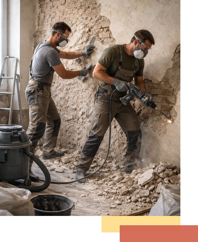 Демонтаж штукатурки со стен в Шелехове быстро и аккуратно