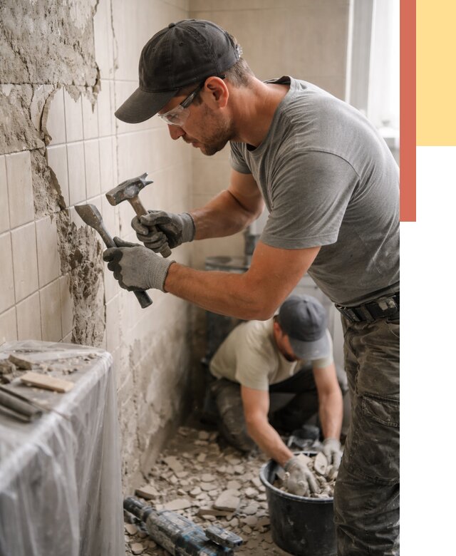 Демонтаж плитки со стен в Шелехове от 911 руб. — быстро и недорого | ОТДЕЛОЧНИК-Шлх