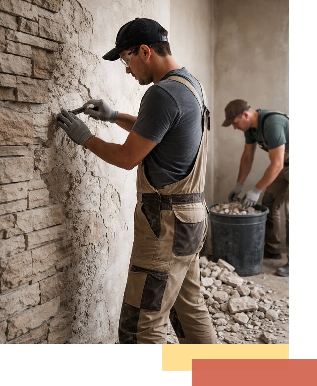 Демонтаж декоративного камня в Шелехове профессионально и безопасно