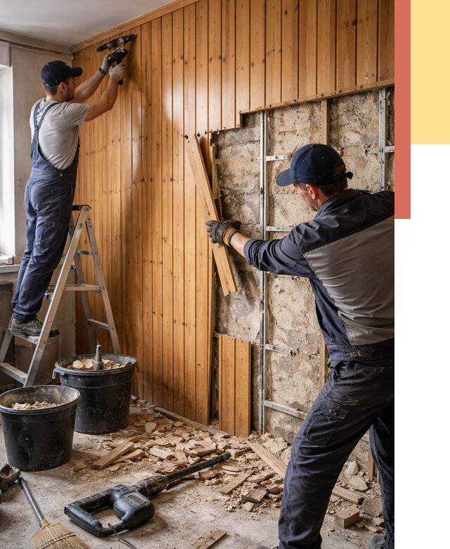 Демонтаж вагонки со стен в Шелехове от 1554 руб. — снятие, удаление, срочно | ОТДЕЛОЧНИК-Шлх