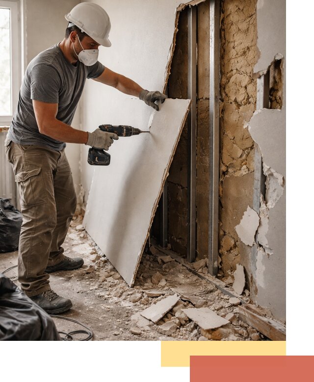 Демонтаж гипсокартона со стен в Шелехове качественно и быстро