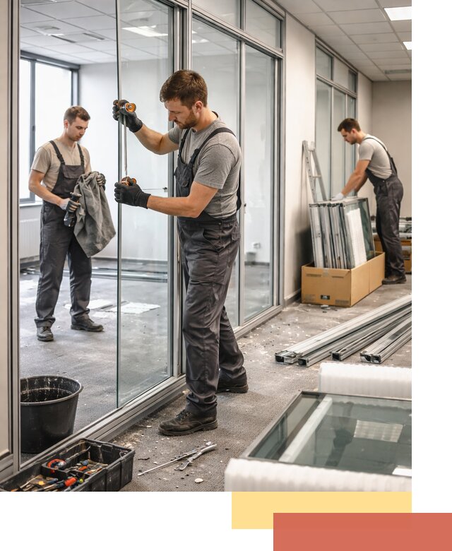 Демонтаж стеклянных перегородок в Шелехове быстро и безопасно