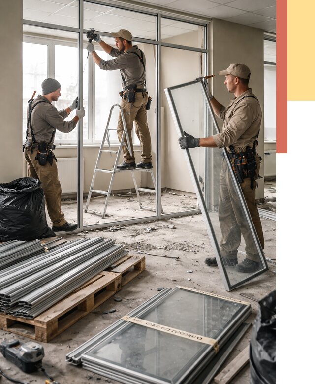 Демонтаж алюминиевых перегородок в Шелехове от 4500 руб. — быстро и недорого | ОТДЕЛОЧНИК-Шлх