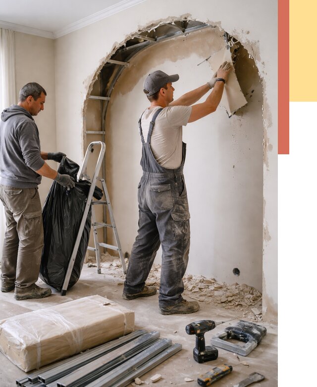 Демонтаж арки из гипсокартона в Шелехове от 3750 руб. — услуги под ключ | ОТДЕЛОЧНИК-Шлх