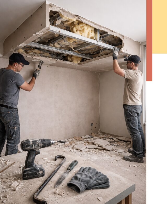 Демонтаж короба из гипсокартона в Шелехове от 1629 руб. — быстро и недорого | ОТДЕЛОЧНИК-Шлх