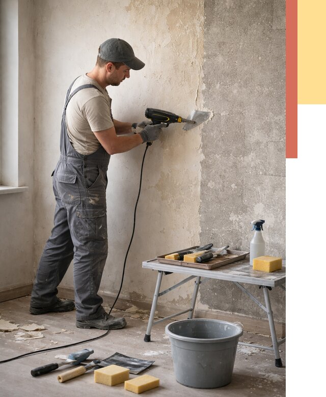 Очистка стен от клея в Шелехове от 1982 руб. — снятие и удаление клея со стен | ОТДЕЛОЧНИК-Шлх