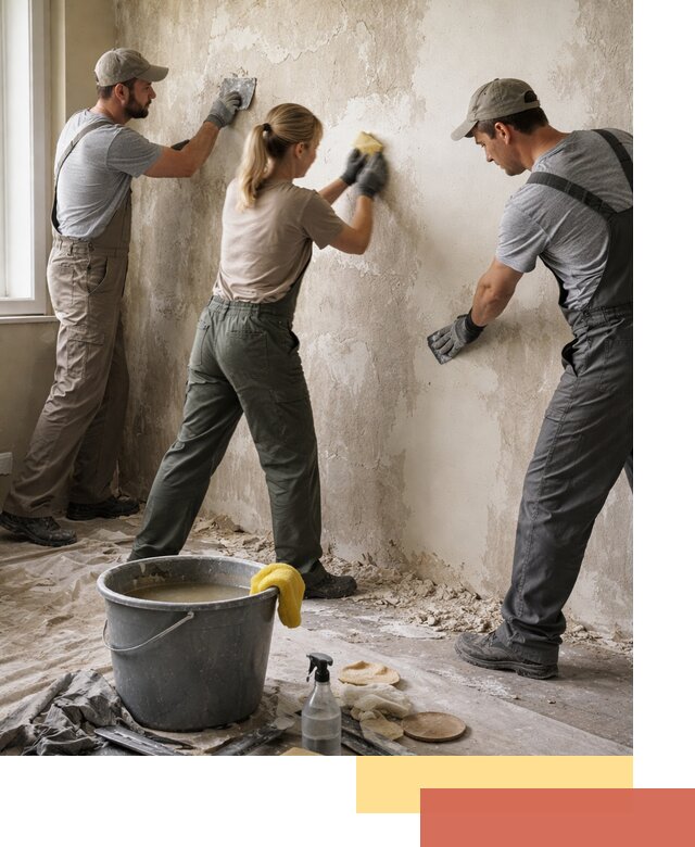 Очистка стен от клея и грунтовки в Шелехове качественно и быстро