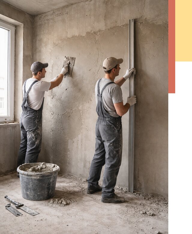 Штукатурка бетонных стен в Шелехове от 4822 руб/м² — качественно и быстро | ОТДЕЛОЧНИК-Шлх