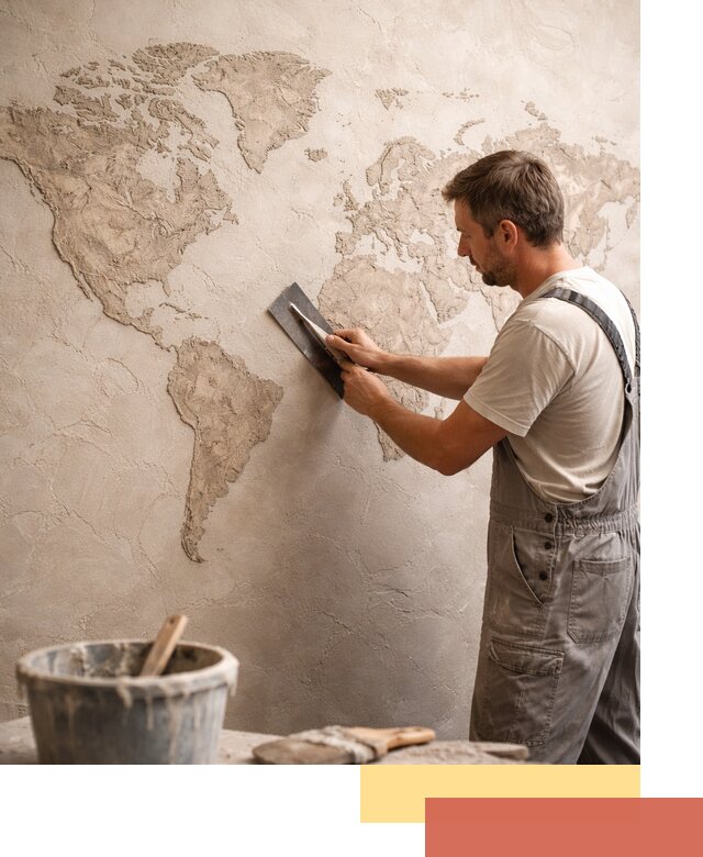 Декоративная штукатурка «Карта мира» под ключ в Шелехове