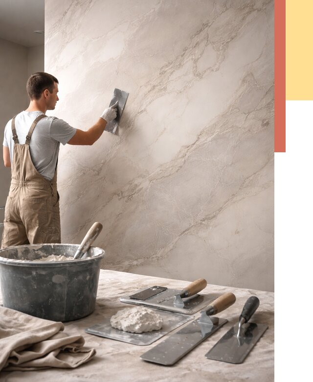 Декоративная штукатурка под мрамор в Шелехове от 3000 руб./м² — быстро и недорого | ОТДЕЛОЧНИК-Шлх