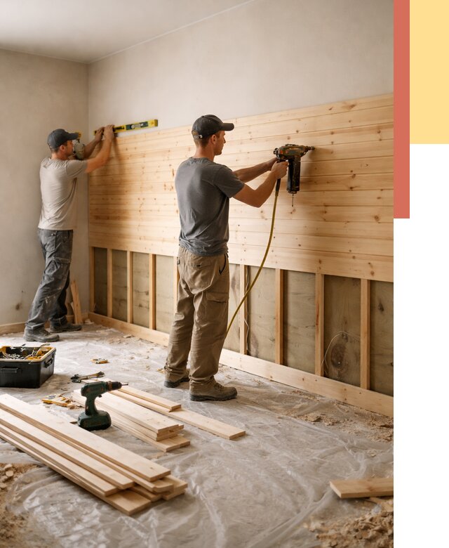 Монтаж деревянной вагонки на стены в Шелехове от 8036 руб. | Услуги монтажа вагонки | ОТДЕЛОЧНИК-Шлх