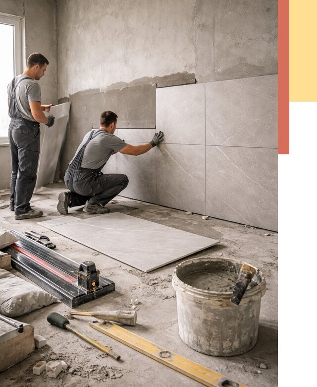 Облицовка стен керамогранитом в Шелехове от 4500 руб./м² — услуги под ключ | ОТДЕЛОЧНИК-Шлх