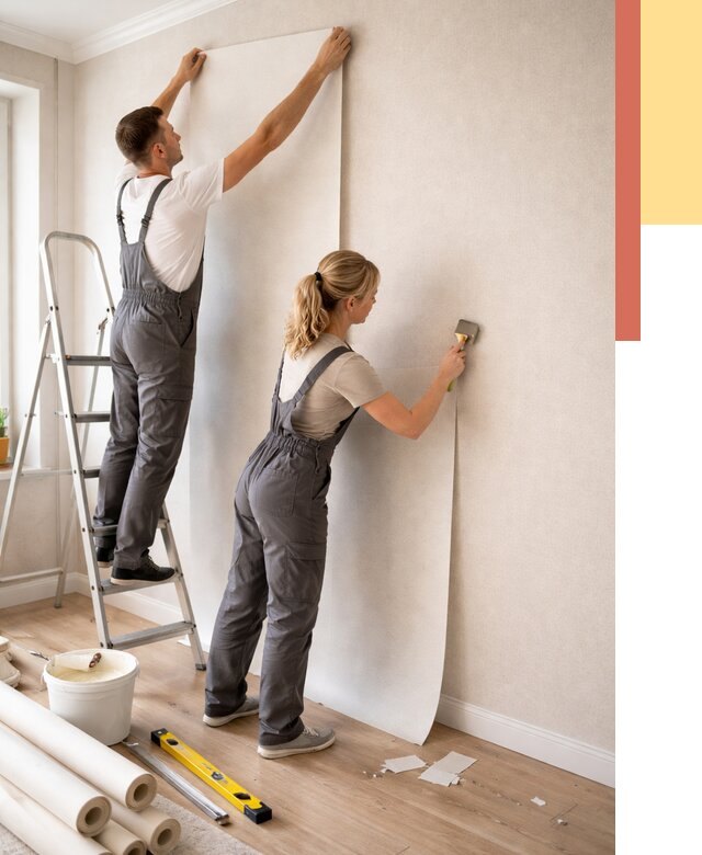 Поклейка флизелиновых обоев в Шелехове от 6429 руб. | Быстро и недорого — ОТДЕЛОЧНИК-Шлх