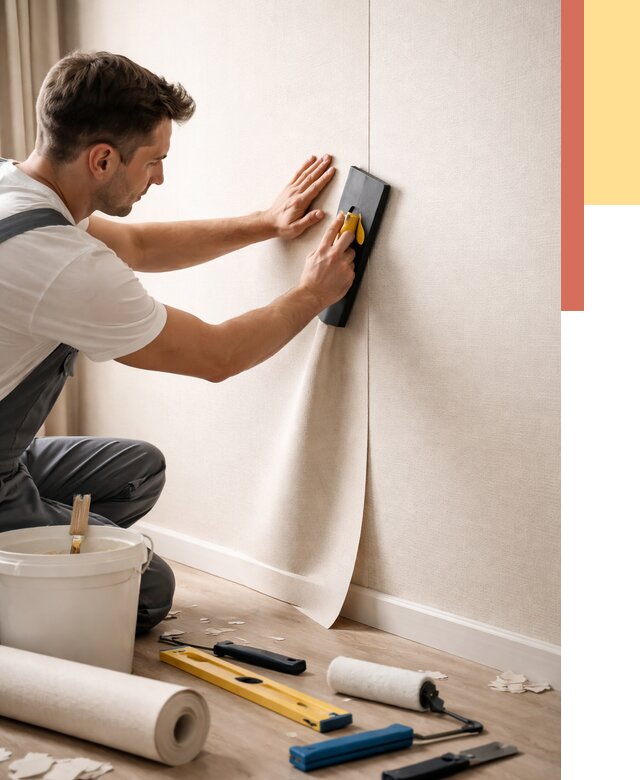 Поклейка виниловых обоев в Шелехове от 4822 руб. | Быстро и недорого — ОТДЕЛОЧНИК-Шлх