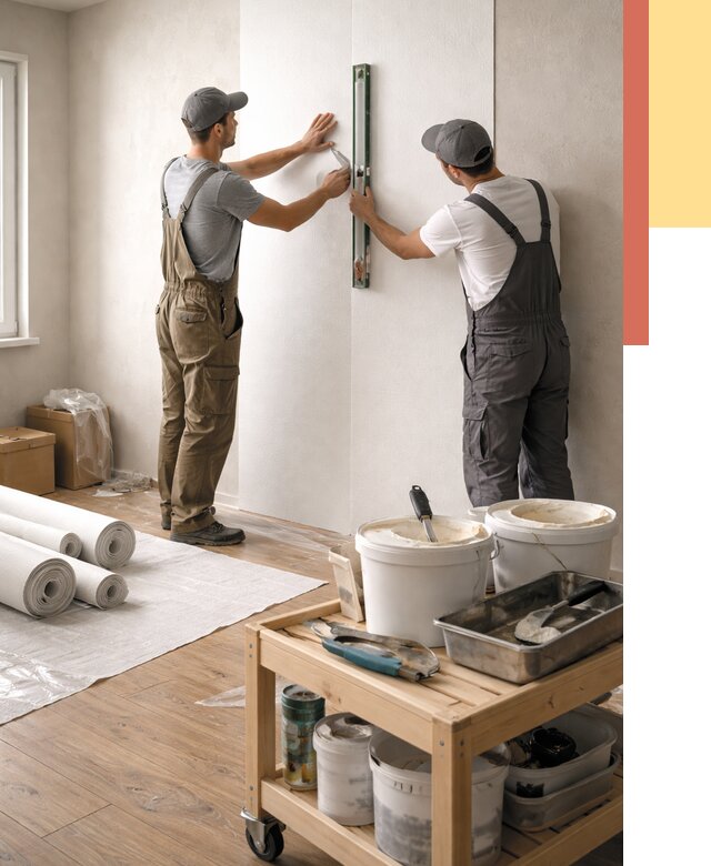 Поклейка стеклообоев в Шелехове от 6965 руб. за м2 — быстро и недорого | ОТДЕЛОЧНИК-Шлх