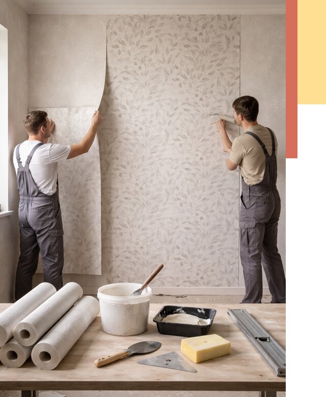 Поклейка обоев с подбором рисунка в Шелехове от 3750 руб. | ОТДЕЛОЧНИК-Шлх - быстро и недорого