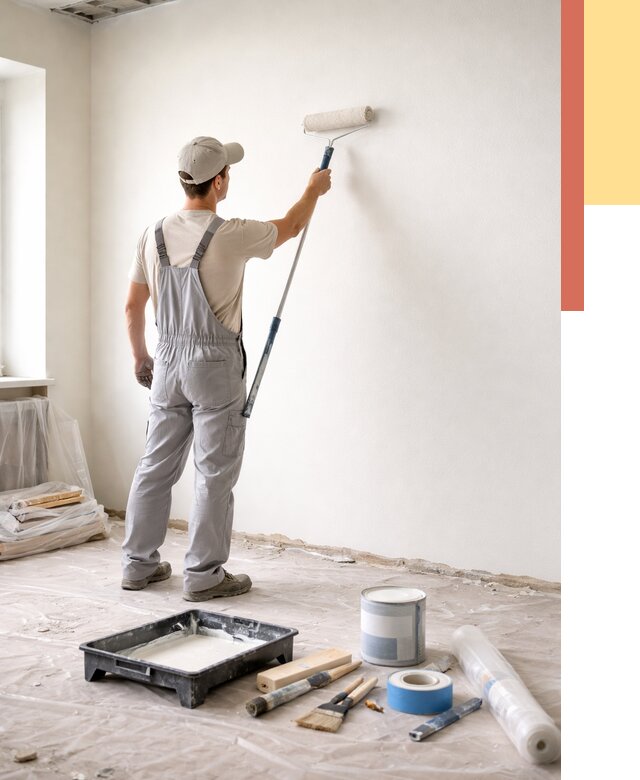 Покраска стен водоэмульсионной краской в Шелехове от 482 руб. за м² | ОТДЕЛОЧНИК-Шлх