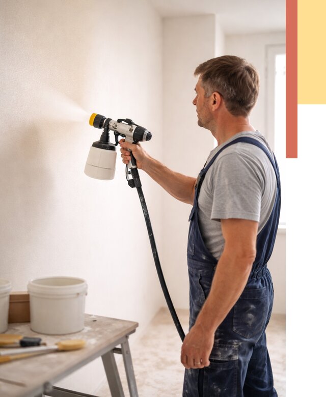 Покраска стен краскопультом в Шелехове от 8036 руб. — механизированная покраска | ОТДЕЛОЧНИК-Шлх