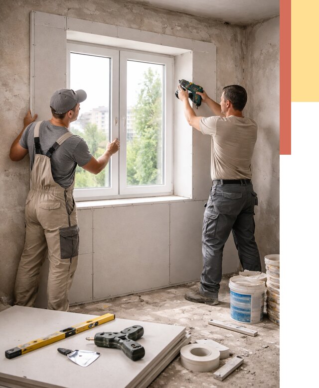 Монтаж откосов из гипсокартона в Шелехове от 4822 руб. под ключ | ОТДЕЛОЧНИК-Шлх