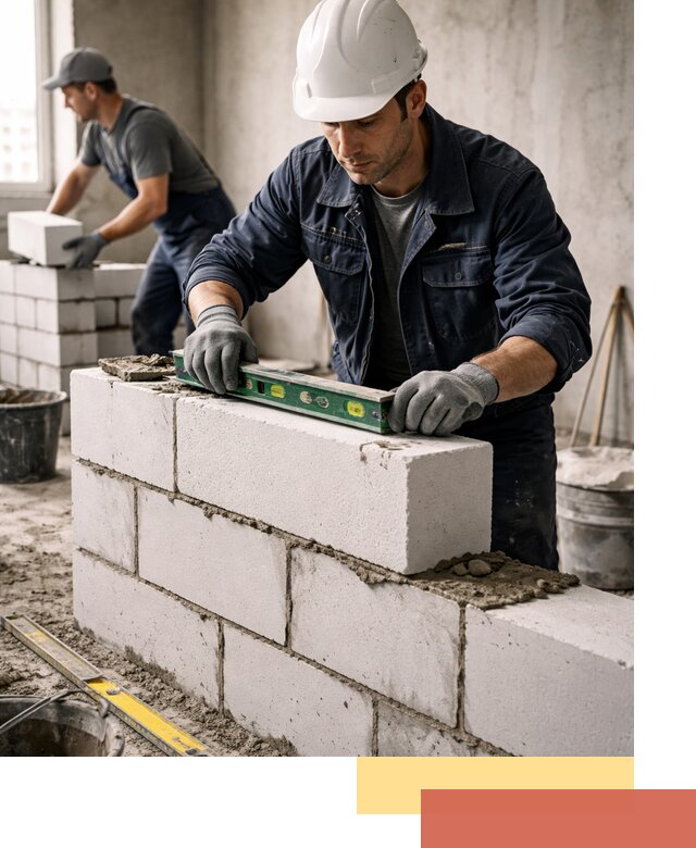 Кладка перегородок из пеноблока под ключ в Шелехове