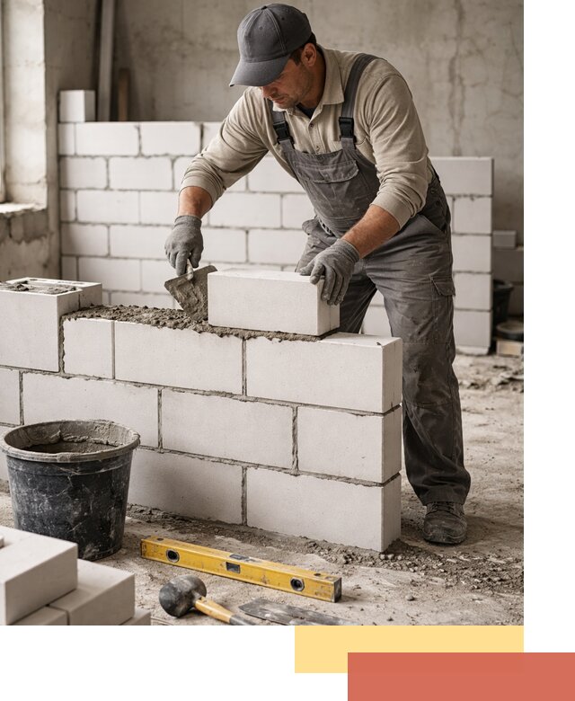 Кладка перегородок из силикатного блока в Шелехове