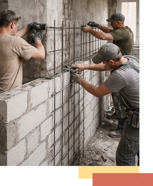Армирование кладки перегородок в Шелехове профессионально и надёжно