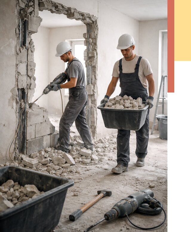 Демонтаж блоковых перегородок в Шелехове от 4018 руб. — быстро и недорого | ОТДЕЛОЧНИК-Шлх