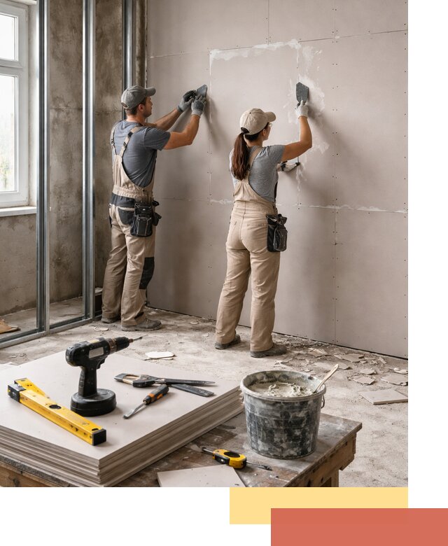 Монтаж двухслойной перегородки из гипсокартона в Шелехове