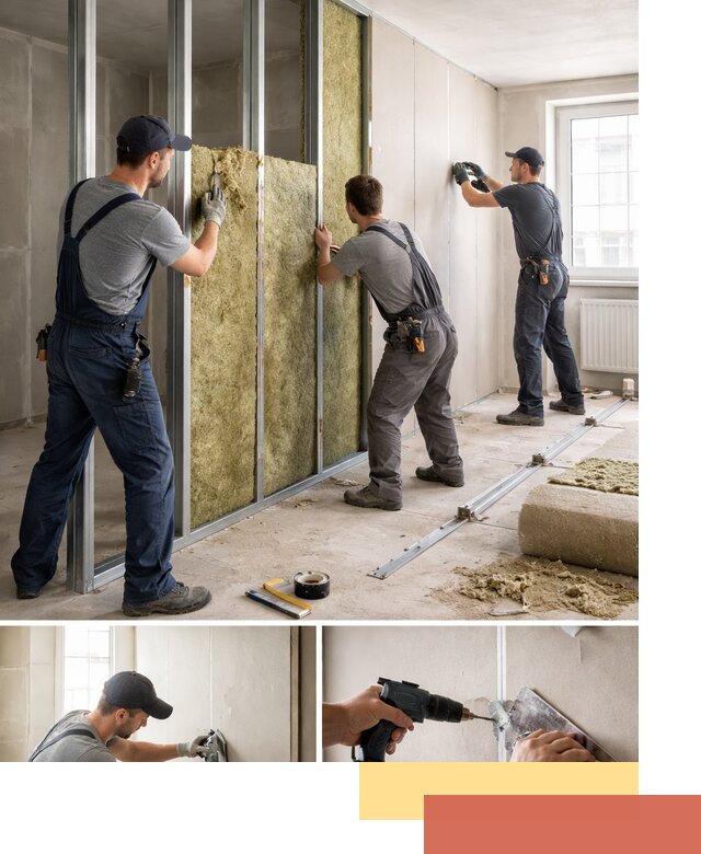 Перегородка из гипсокартона с шумоизоляцией в Шелехове — монтаж под ключ