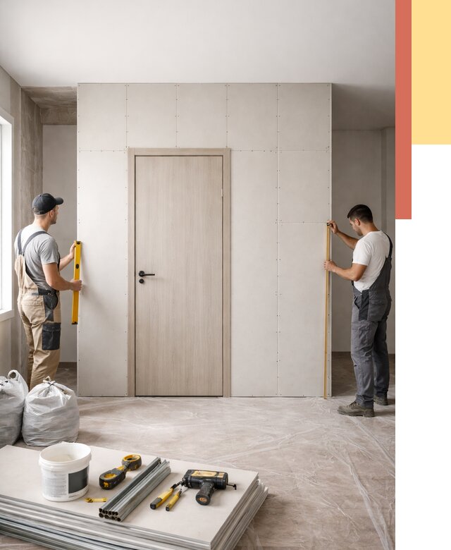 Перегородка из гипсокартона с дверью в Шелехове от 4822 руб. под ключ | ОТДЕЛОЧНИК-Шлх