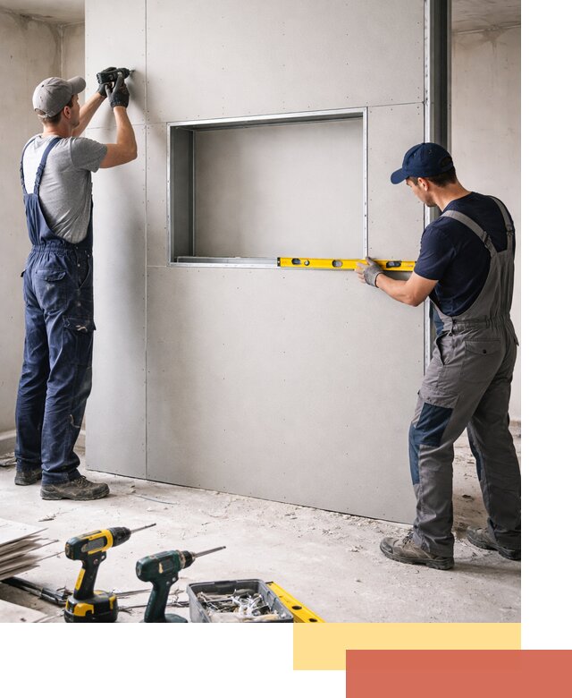 Перегородка из гипсокартона с нишей под декор в Шелехове