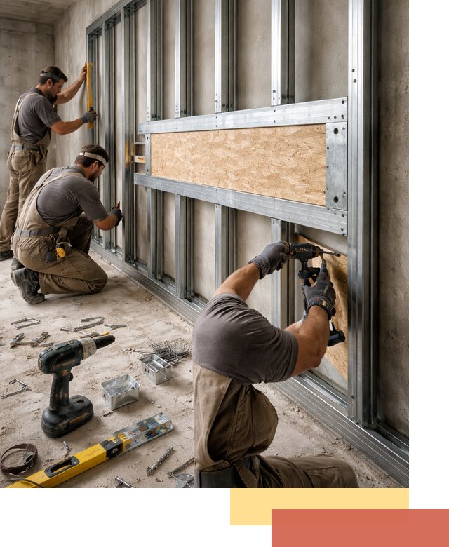 Усиленная перегородка для крепления тяжёлых конструкций в Шелехове