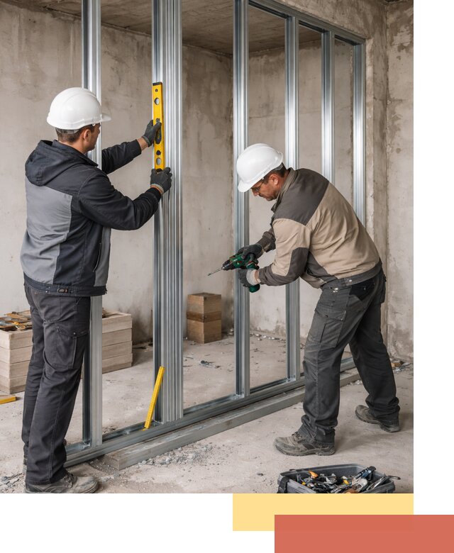 Монтаж каркаса перегородки из профиля в Шелехове