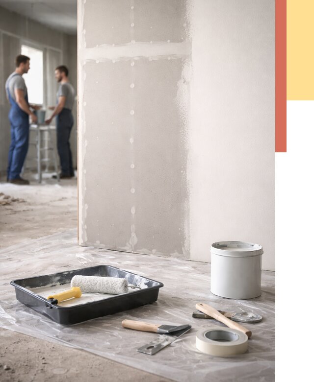 Покраска перегородок из гипсокартона в Шелехове от 4822 руб. под ключ | ОТДЕЛОЧНИК-Шлх