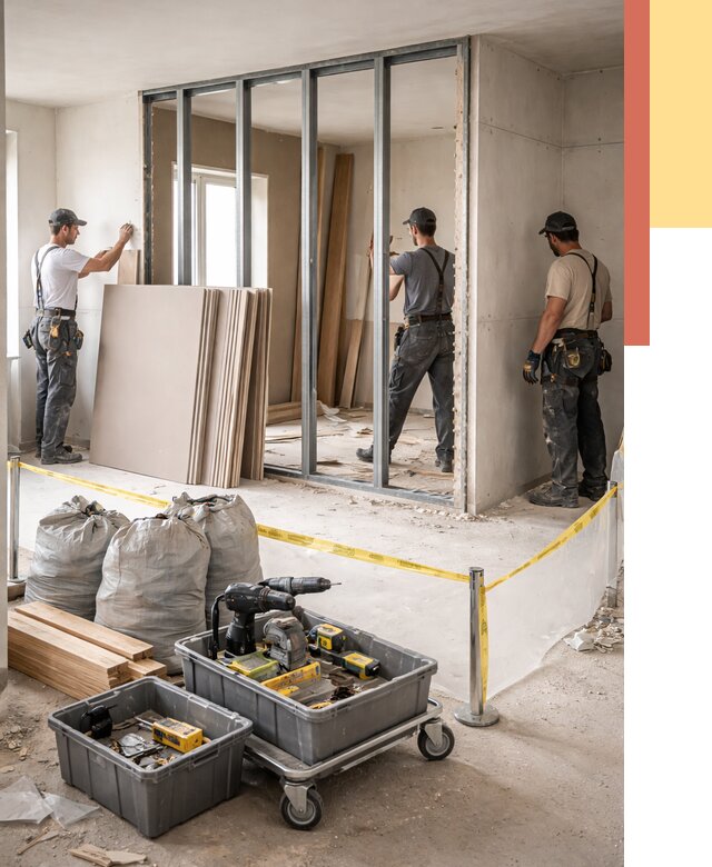 Перенос гипсокартонной перегородки в Шелехове под ключ от 4822 руб. | Демонтаж и монтаж – ОТДЕЛОЧНИК-Шлх