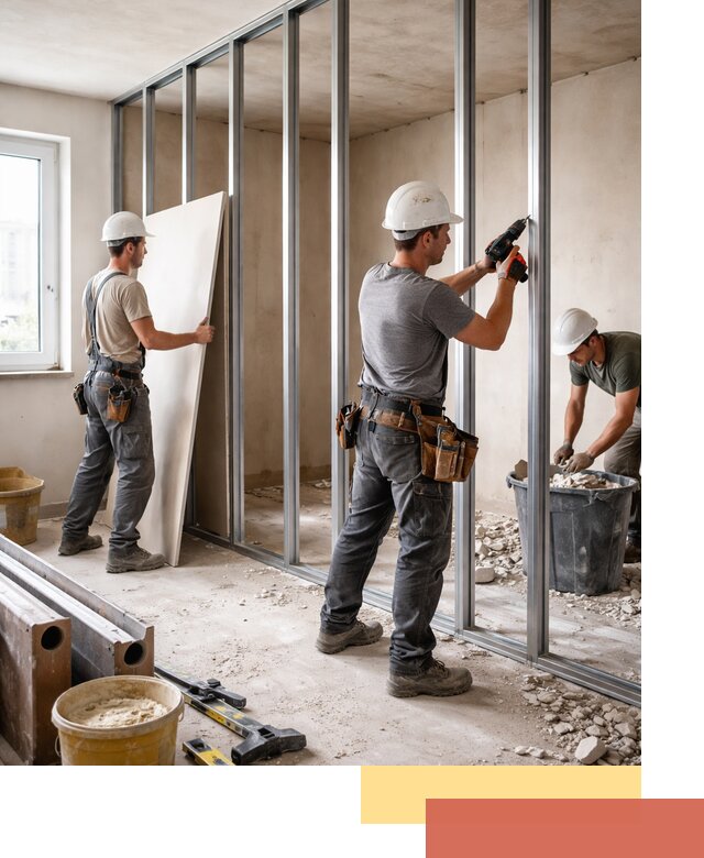 Перенос гипсокартонной перегородки в Шелехове профессионально и быстро