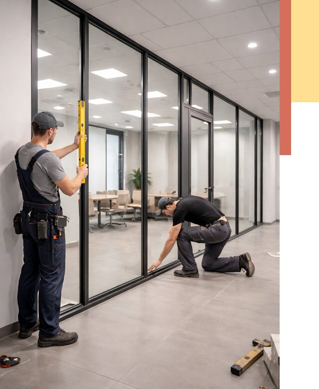 Каркасные стеклянные перегородки в Шелехове под ключ от 9858 руб. | ОТДЕЛОЧНИК-Шлх