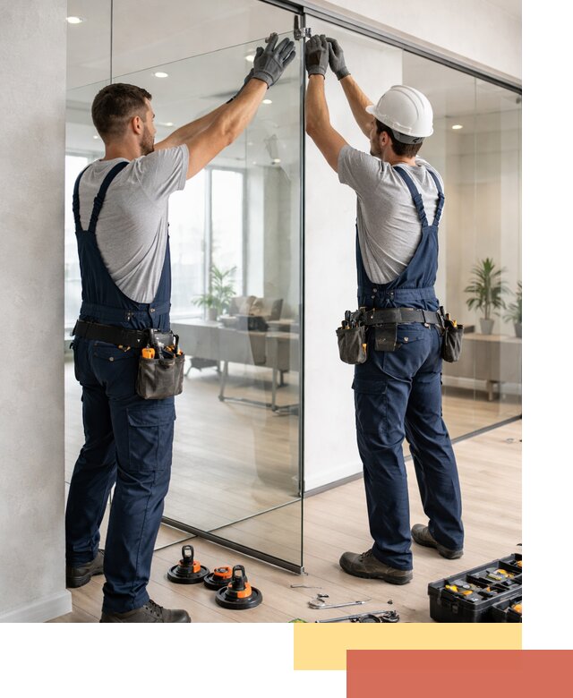 Безрамные стеклянные перегородки под ключ в Шелехове