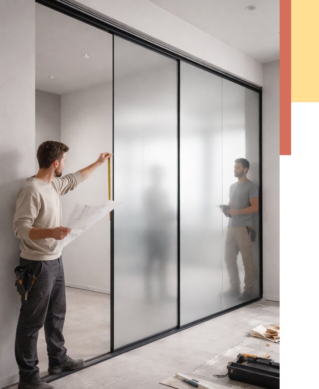 Матовые стеклянные перегородки в Шелехове от 9108 руб. — монтаж и установка | ОТДЕЛОЧНИК-Шлх