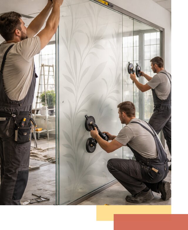 Стеклянные перегородки с рисунком на заказ в Шелехове