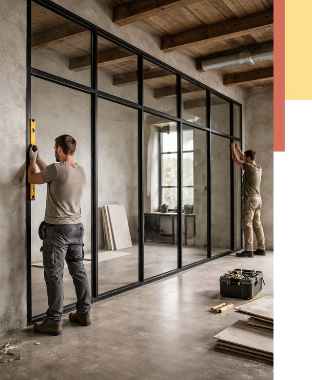 Стеклянные перегородки лофт в Шелехове от 11251 руб. под ключ | ОТДЕЛОЧНИК-Шлх