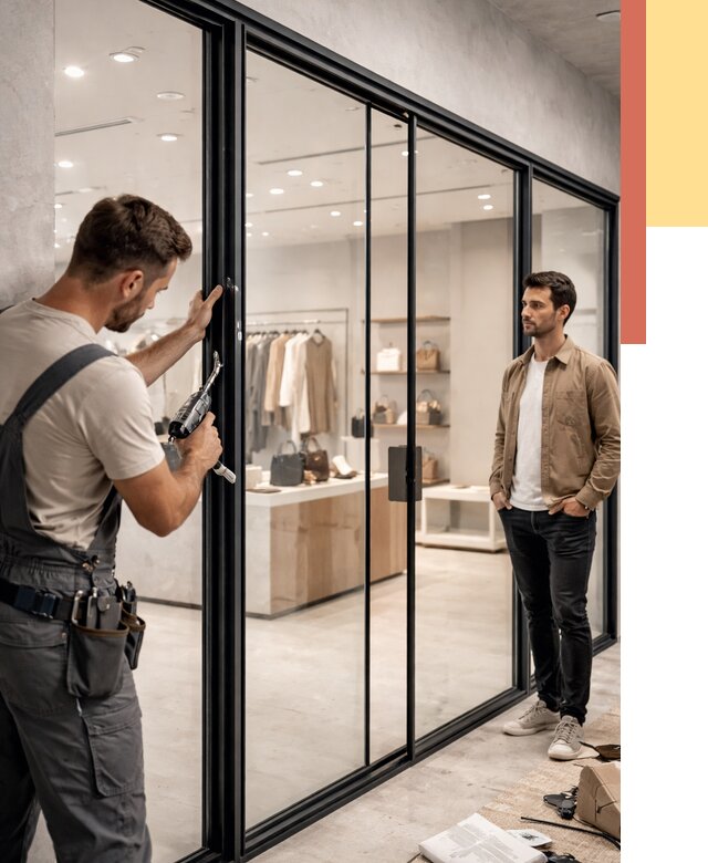 Стеклянные перегородки для магазинов в Шелехове от 8786 руб. под ключ | ОТДЕЛОЧНИК-Шлх