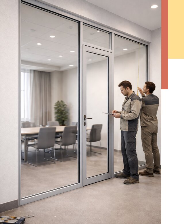 Установка и монтаж алюминиевых перегородок со стеклом в Шелехове от 8786 руб. | ОТДЕЛОЧНИК-Шлх