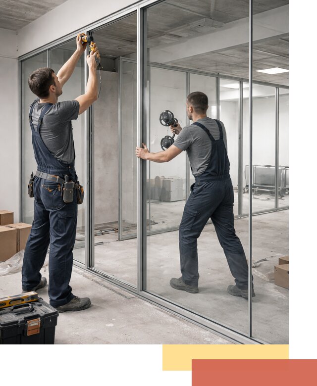 Алюминиевые перегородки со стеклом в Шелехове — изготовление и монтаж