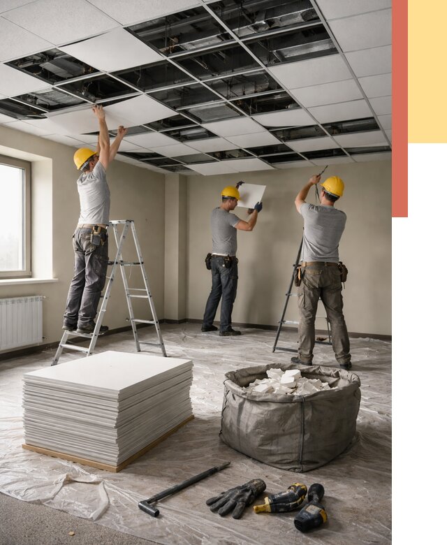 Демонтаж потолка Армстронг в Шелехове от 4822 руб. быстро и недорого | ОТДЕЛОЧНИК-Шлх