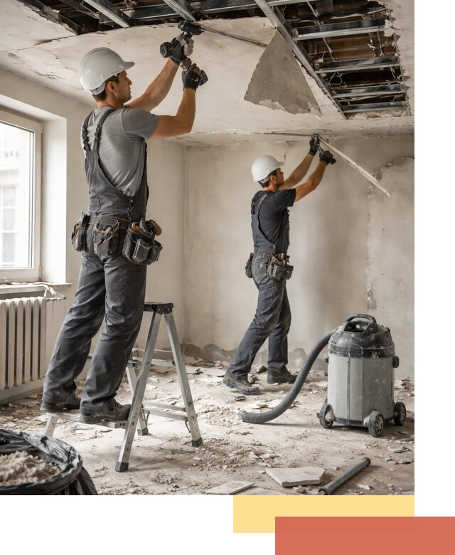 Демонтаж гипсокартонного потолка в Шелехове быстро и аккуратно