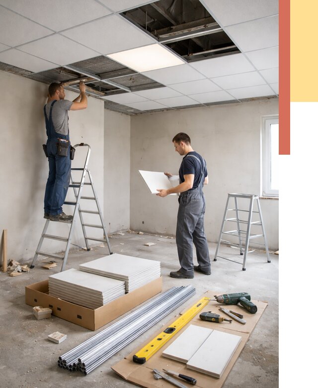 Монтаж потолка армстронг в Шелехове от 4822 руб/м2 — быстрая установка под ключ | ОТДЕЛОЧНИК-Шлх