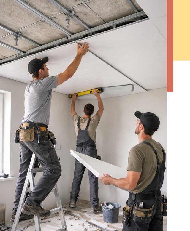 Монтаж потолка из ПВХ панелей в Шелехове от 3750 руб./м2 — быстро и недорого | ОТДЕЛОЧНИК-Шлх