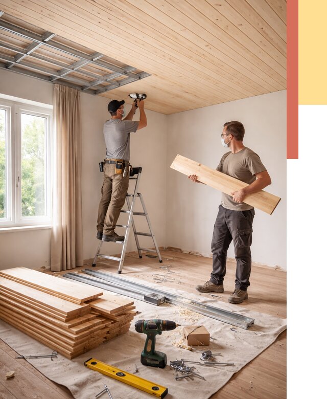 Монтаж потолка из вагонки в Шелехове от 6965 руб. | Быстро и недорого — ОТДЕЛОЧНИК-Шлх